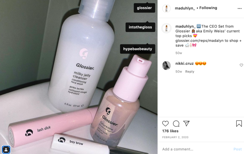 Influencer instagram post