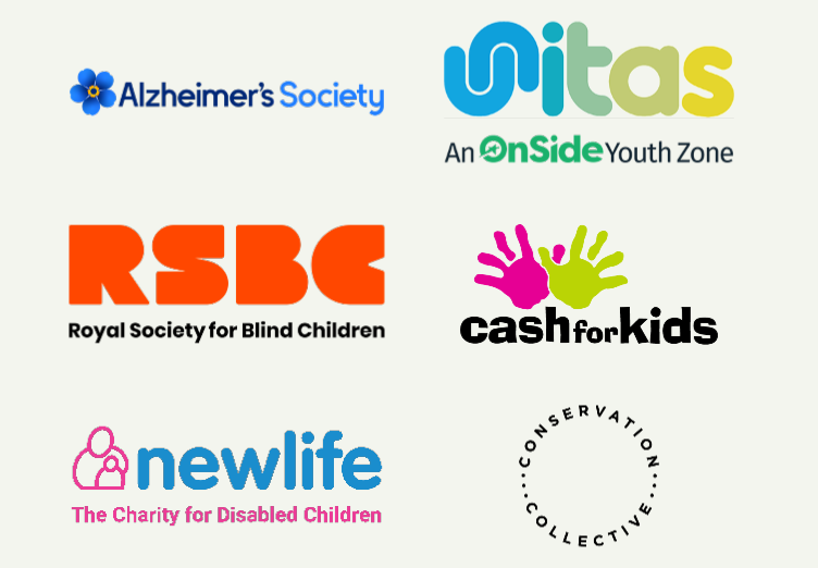 Image of a selection of the charities that we have supported