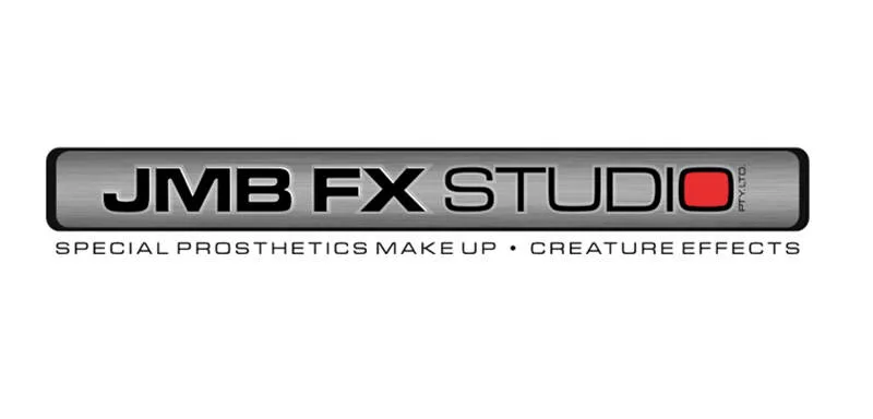 Logo for JMB FX Studio featuring bold black text on a metallic silver gradient background. Below, smaller text reads "Special Prosthetics Make Up • Creature Effects" in uppercase letters.