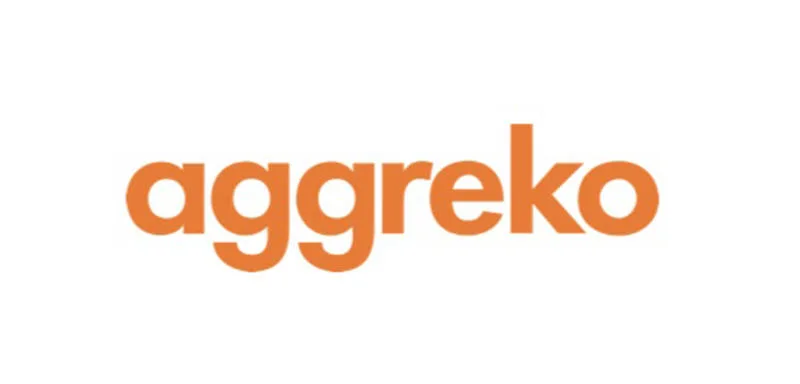 The image shows the word "aggreko" in lowercase, bold, orange letters on a white background.