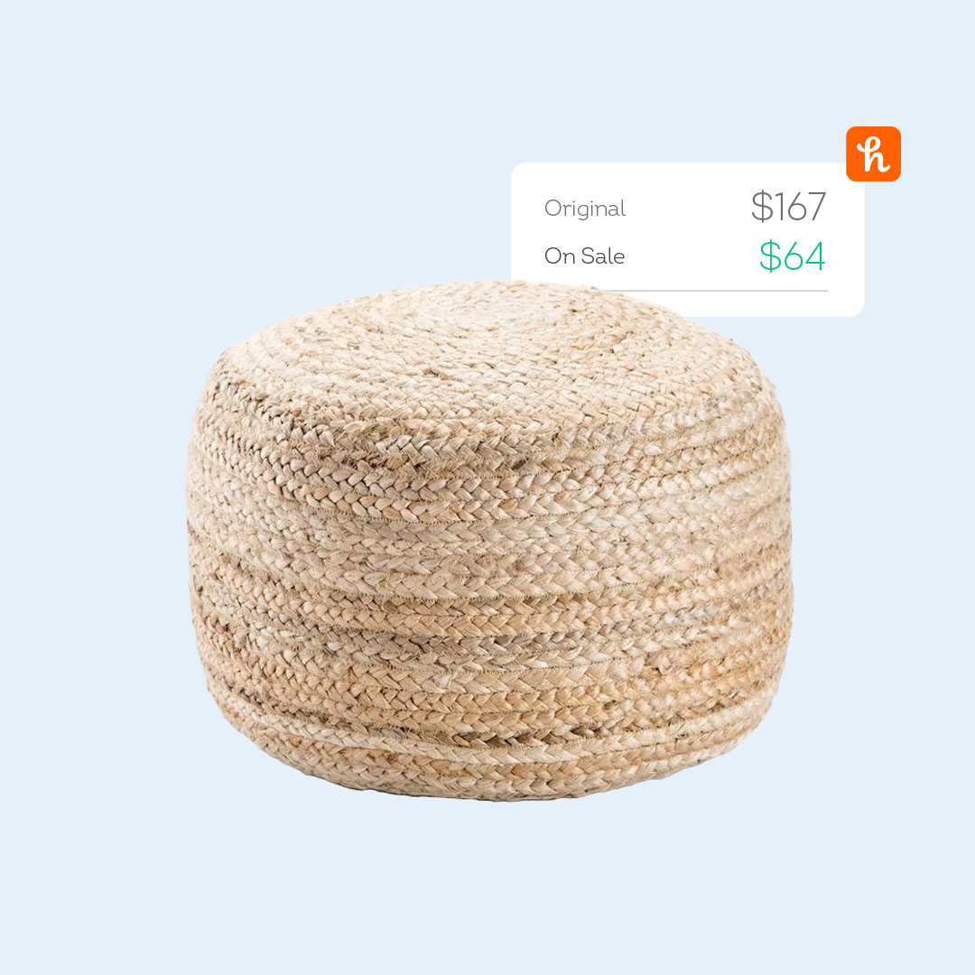 Tan Cylindrical Shape Jute Pouf