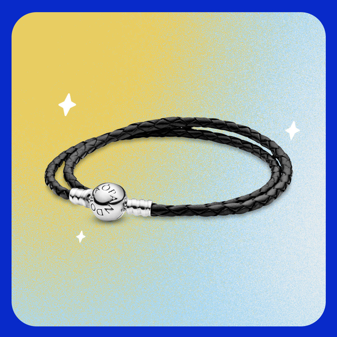 Pandora Moments Double Black Leather Bracelet