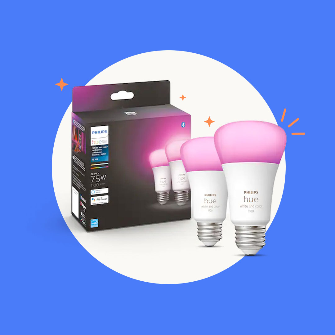 Philips Hue 75-Watt EQ A19 Full Color Dimmable Smart LED Light Bulb (2-Pack)