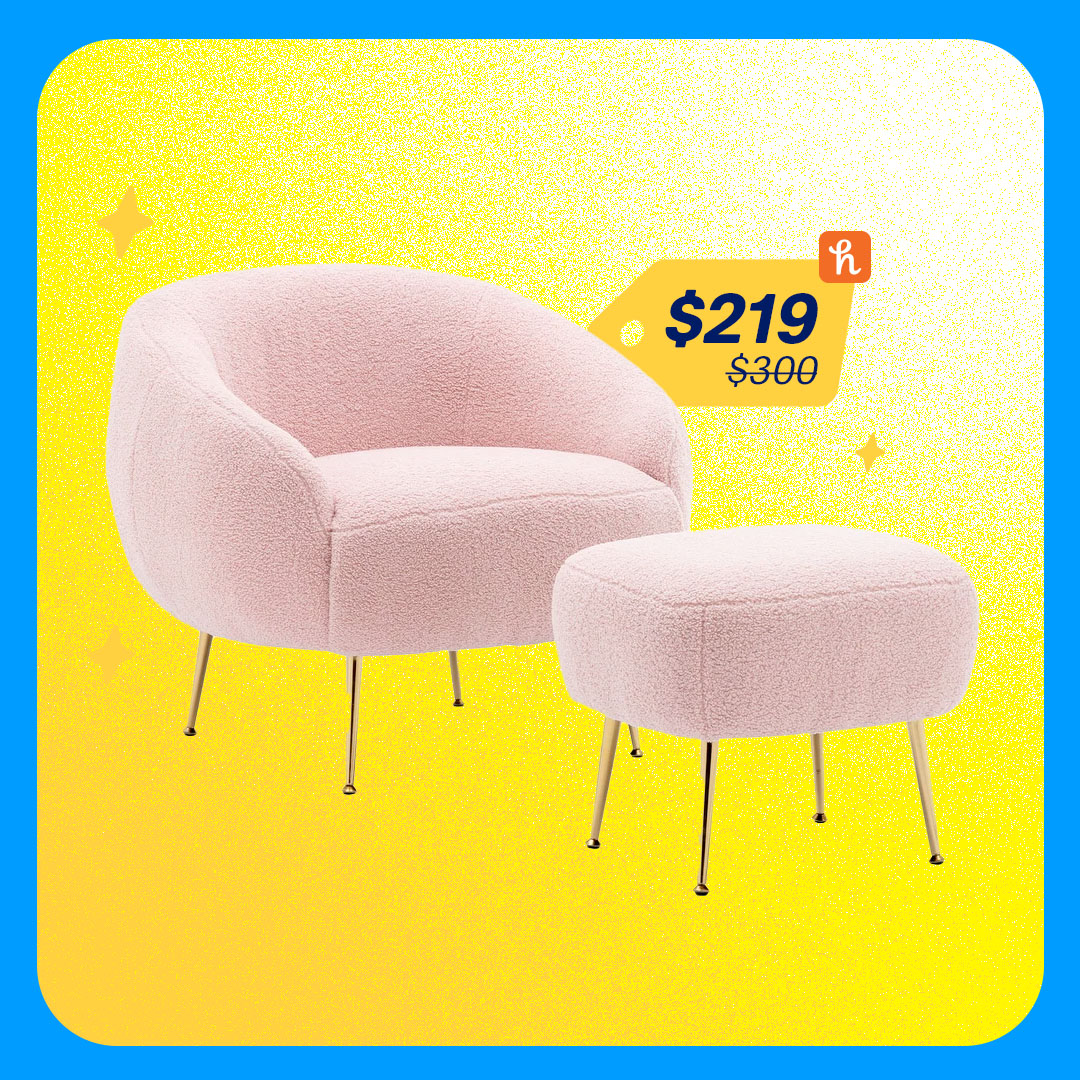 Sesslife Pink Accent Chair and Ottoman Set