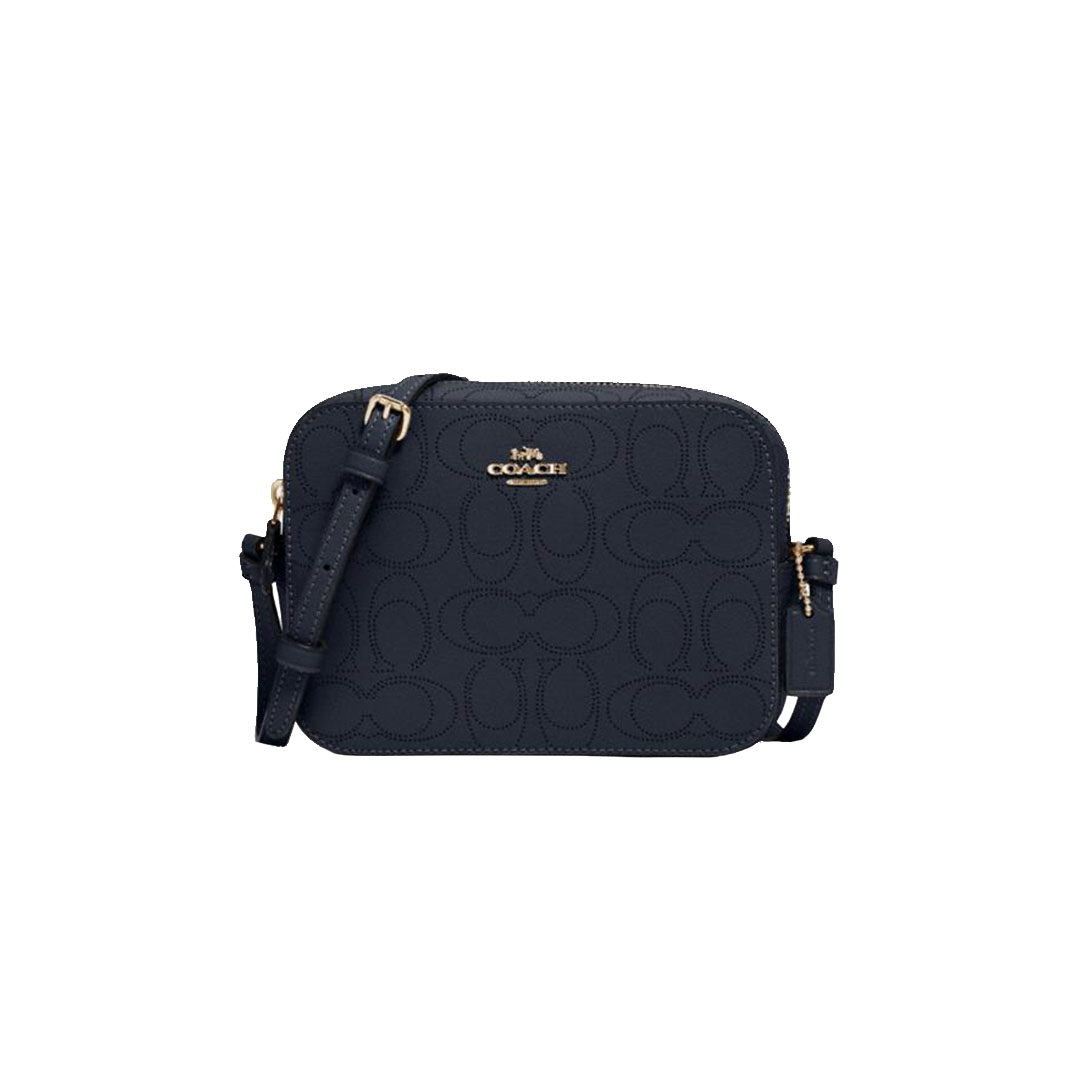 COACH Mini Camera Bag In Signature Leather in Black