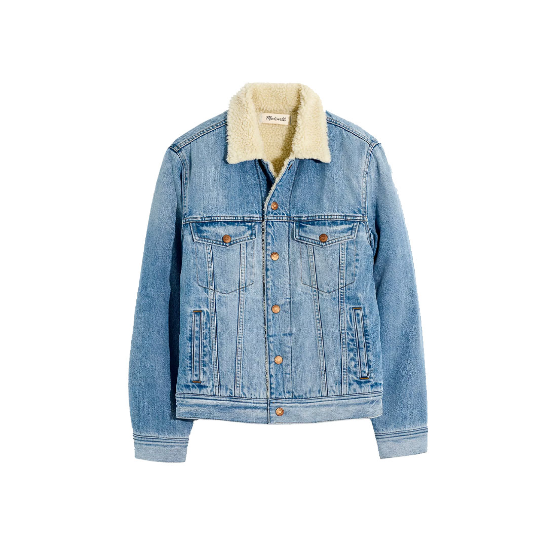 Madewell Sherpa Classic Jean Jacket in Eaves Wash