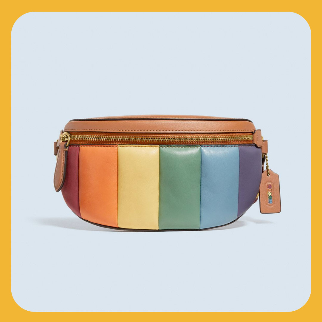 Coach bethany belt bag with rainbow quilting