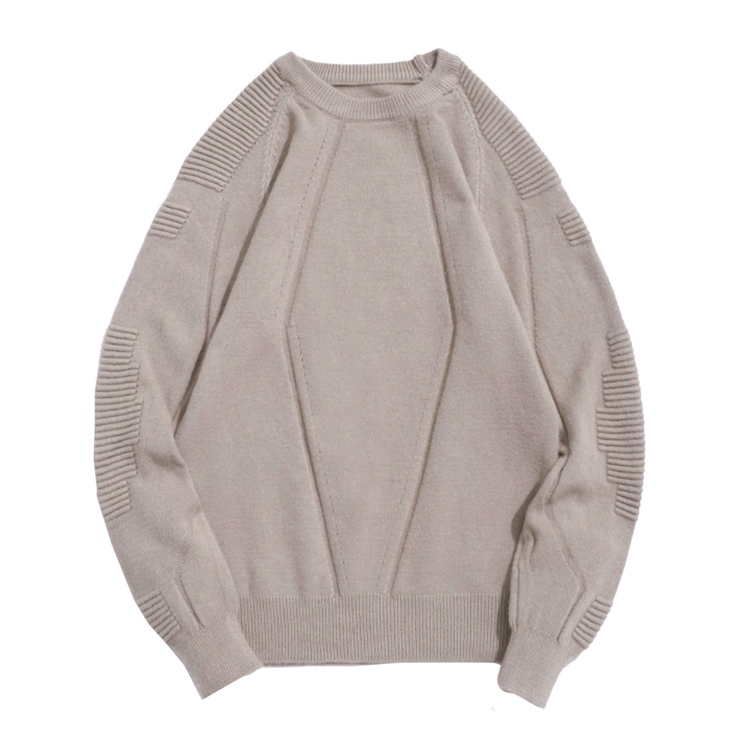Pleated Raglan Sleeve Solid Color Crew Neck Sweater