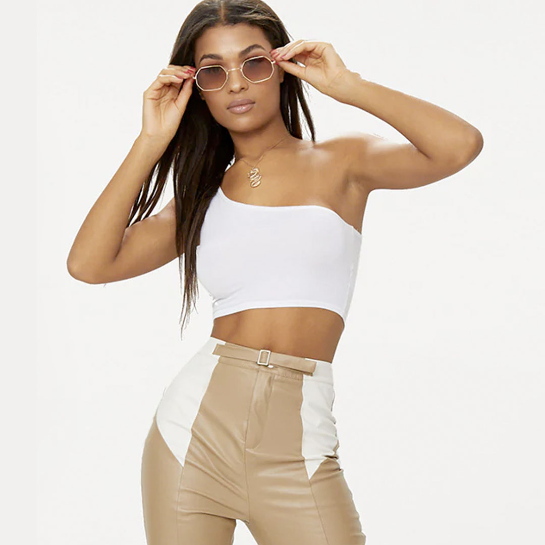 Basic White Shoulder Jersey Crop Top