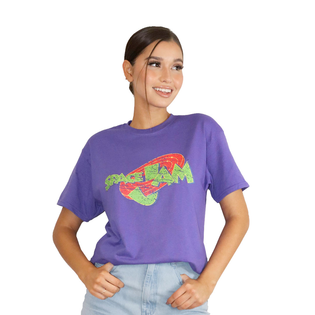 Purple Space Jam Graphic Oversized T Shirt