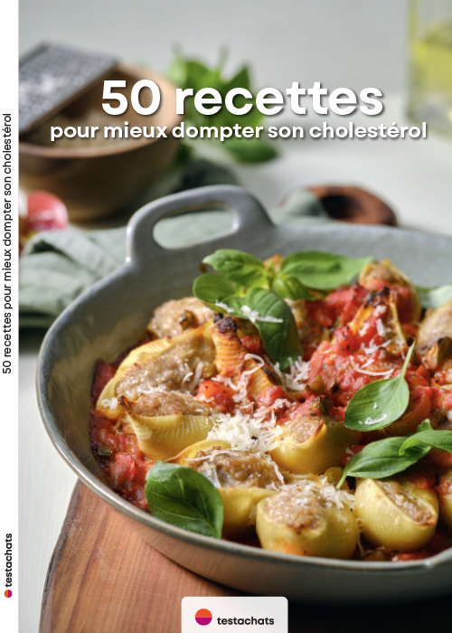 Couverture du guide pratique '50 recettes pour mieux dompter son cholestérol'