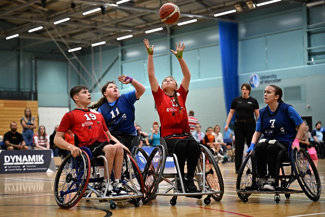 British Wheelchair Basketball players on a court