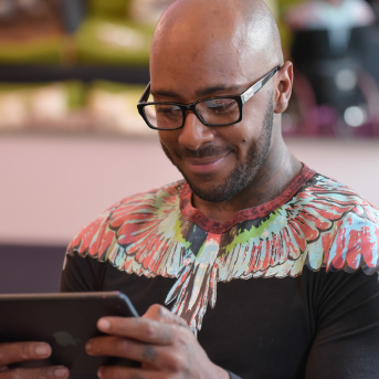 customer using a tablet
