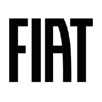 Logo of the Fiat car company, the letters FIAT in silver on a red background in a silver circle