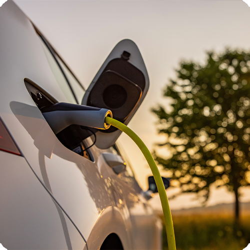 An electric car charging