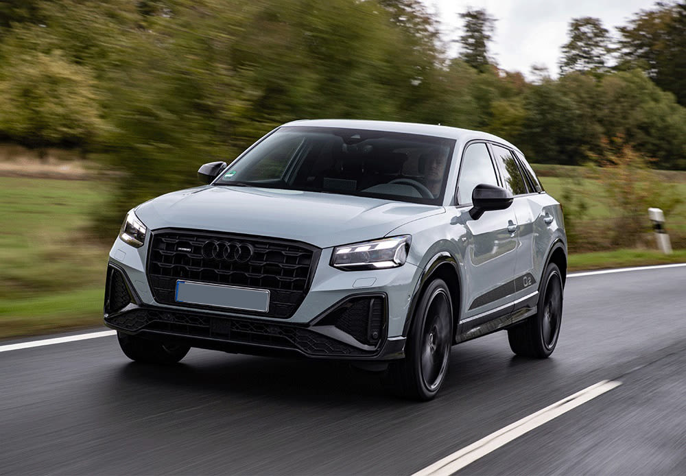 Silver Audi with 5 doors