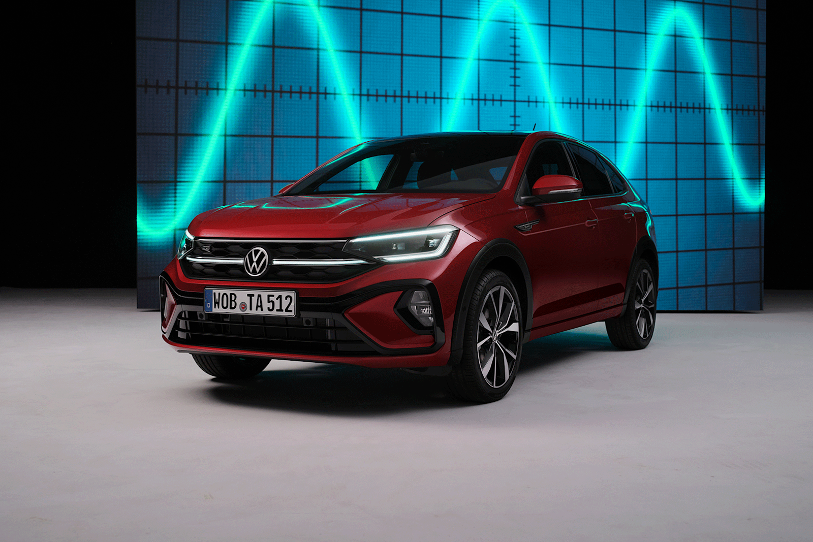 VW Taigo in dark red