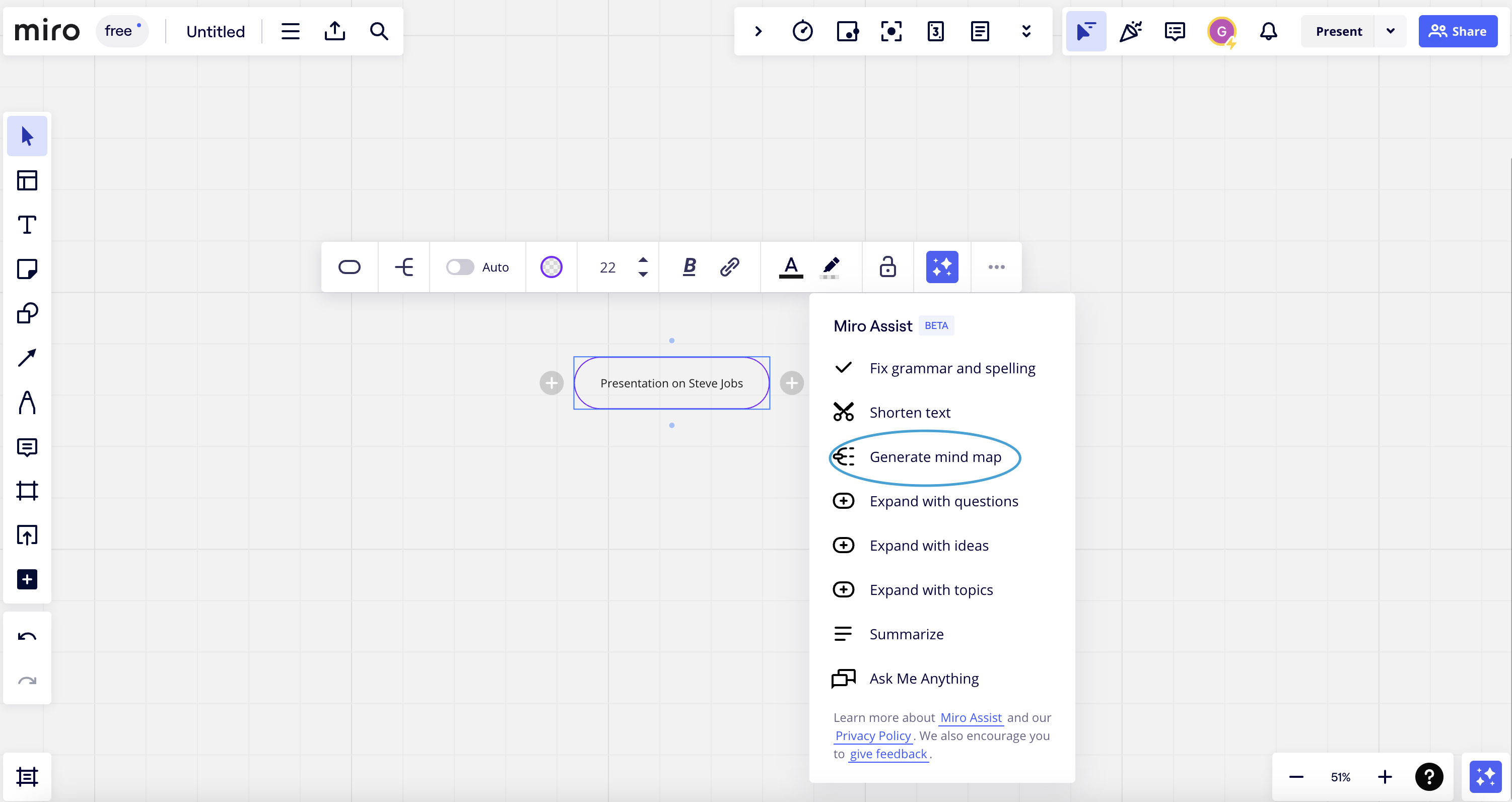 Generate an AI mind map