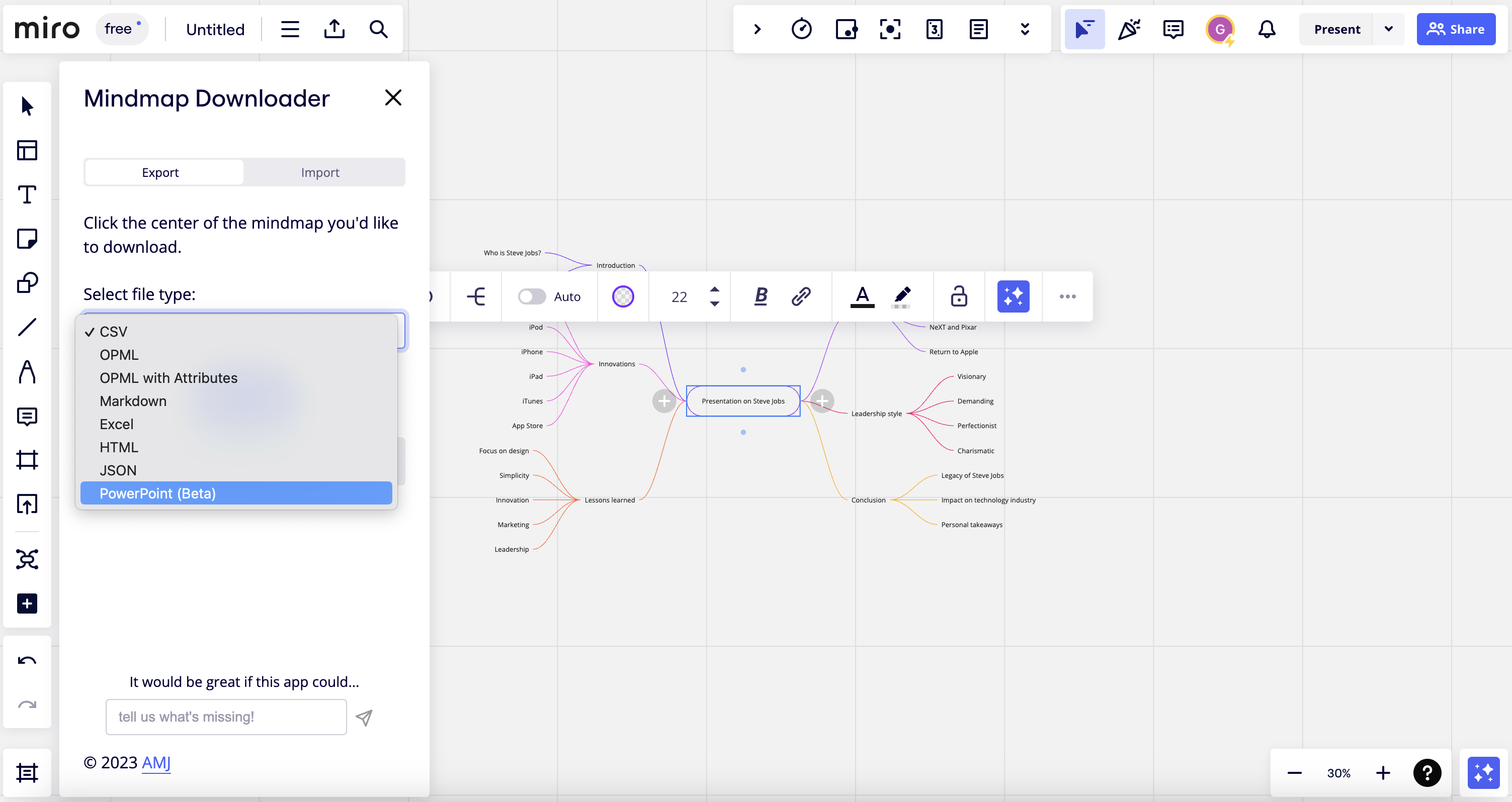 Download as Powerpoint from Mindmap downloader