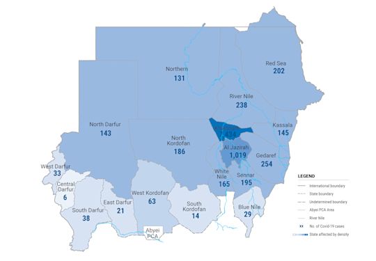 Sudan COVID-19 cases, 9 July 2020