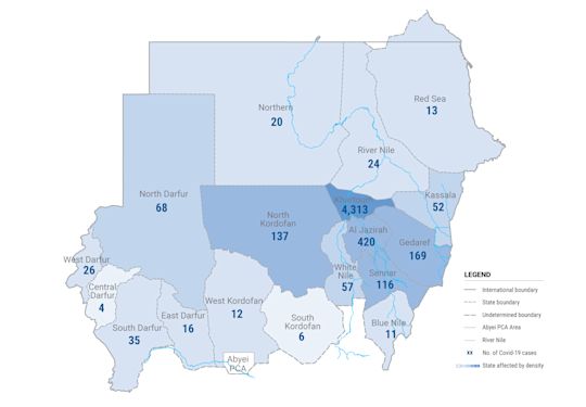 Sudan COVID-19 cases, 2 June 2020