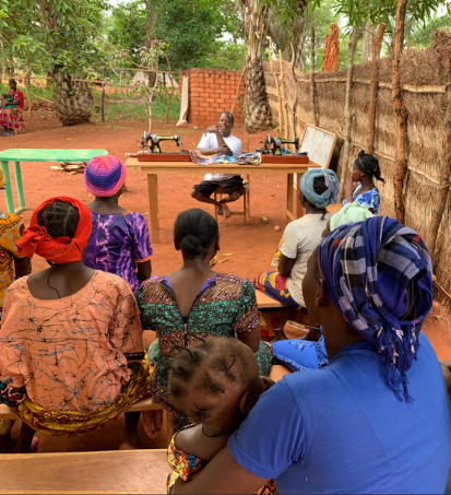 GBV survivors trained in income-generating activities at the Safe space of Rafaï set up by the NGO Médecins d'Afrique (MDA) with the support from the CAR Humanitarian Fund. ©️OCHA/N. Harold, Mbomou Prefecture, Central African Republic.