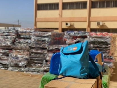 مواد الإغاثة الأساسية في انتظار توزيعها على الأسر المتضررة في شرق ليبيا، نوفمبر/تشرين الثاني 2021 - مكتب تنسيق الشؤون الإنسانية