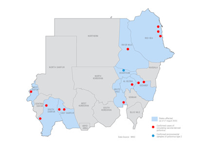 Confirmed cases: Vaccine-derived polio outbreak in Sudan
