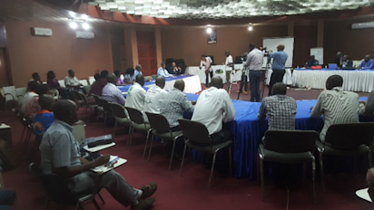 The Ministry of Public Health and the Fight Against AIDS hosts a conference on preparedness against COVID-19 at Hotel Source du Nil on Friday 6 March 2020. © OCHA 2020/Lauriane Wolfe