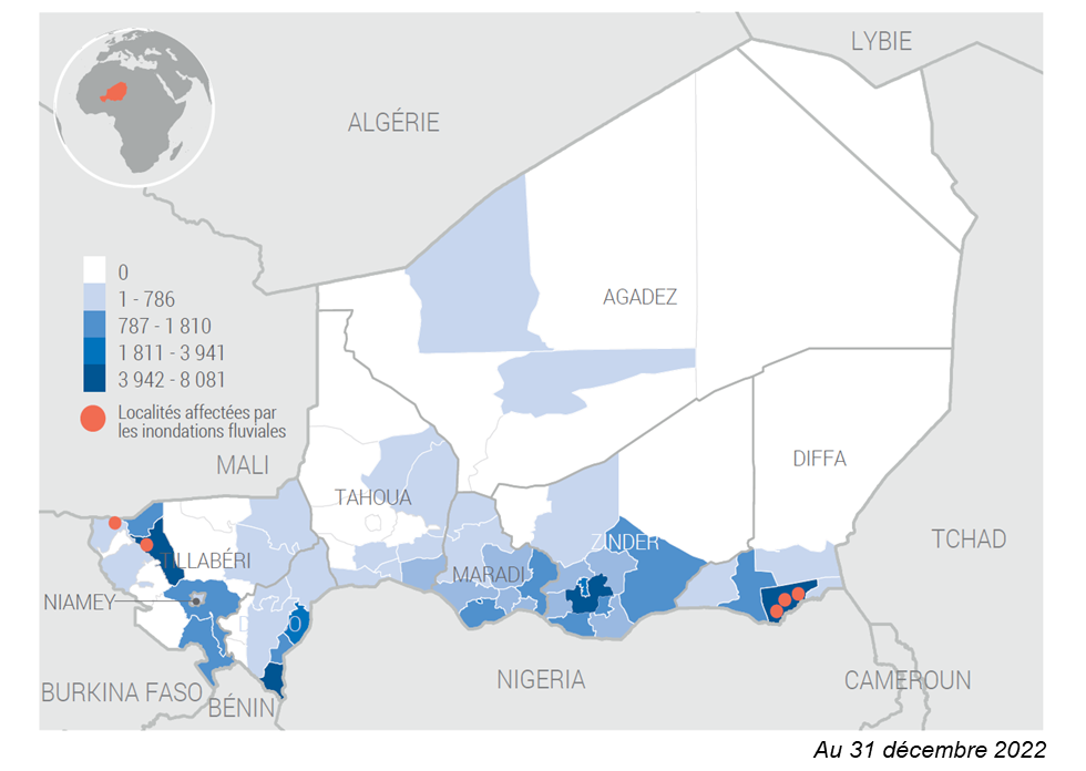 Carte sur les inondations au Niger en 2022