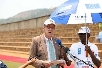 Mr. Niels Scott, Resident Coordinator a.i of the United Nations system, during his address to the celebration of the International Day for the Reduction of Natural Disasters in Mugina of the Cibitoke province 2020. © UNDP 2020 / Landry Gakuba