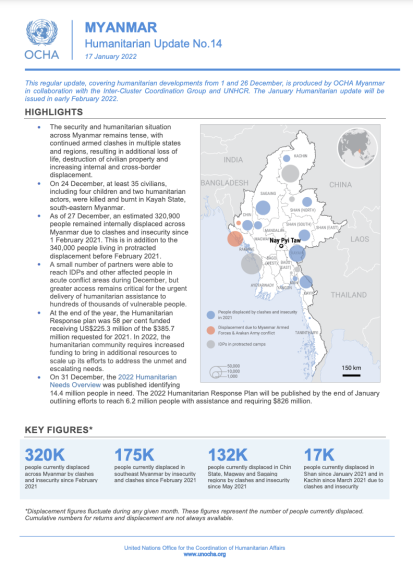 Myanmar Humanitarian Update No. 14 | 17 January 2022