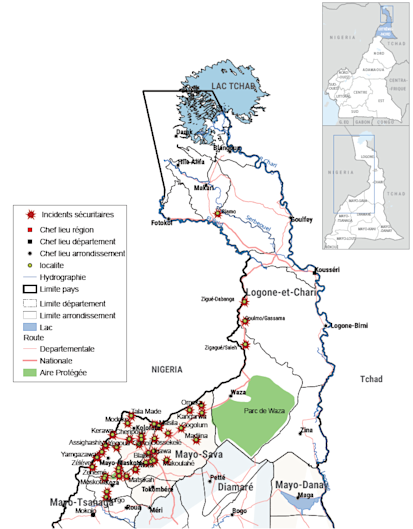 Carte incident de sécurités du mois de Novembre 2020 à l’Extrême-Nord Cameroun