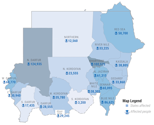 Flood-affected people by state, as of 7 October 2020 (Source: HAC)