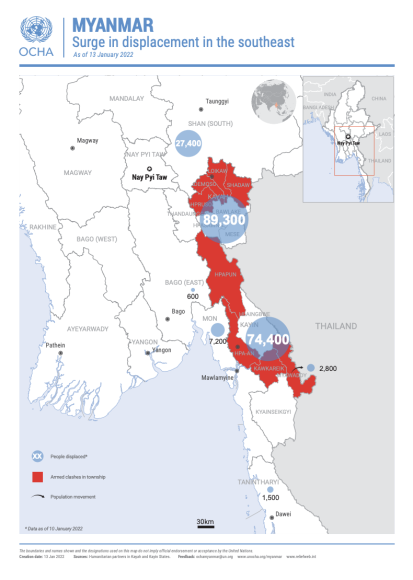 MYANMAR Surge in displacement in the southeast