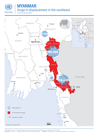 MYANMAR Surge in displacement in the southeast