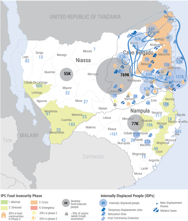 Northern Mozambique - Food Insecurity and Displacement Map
