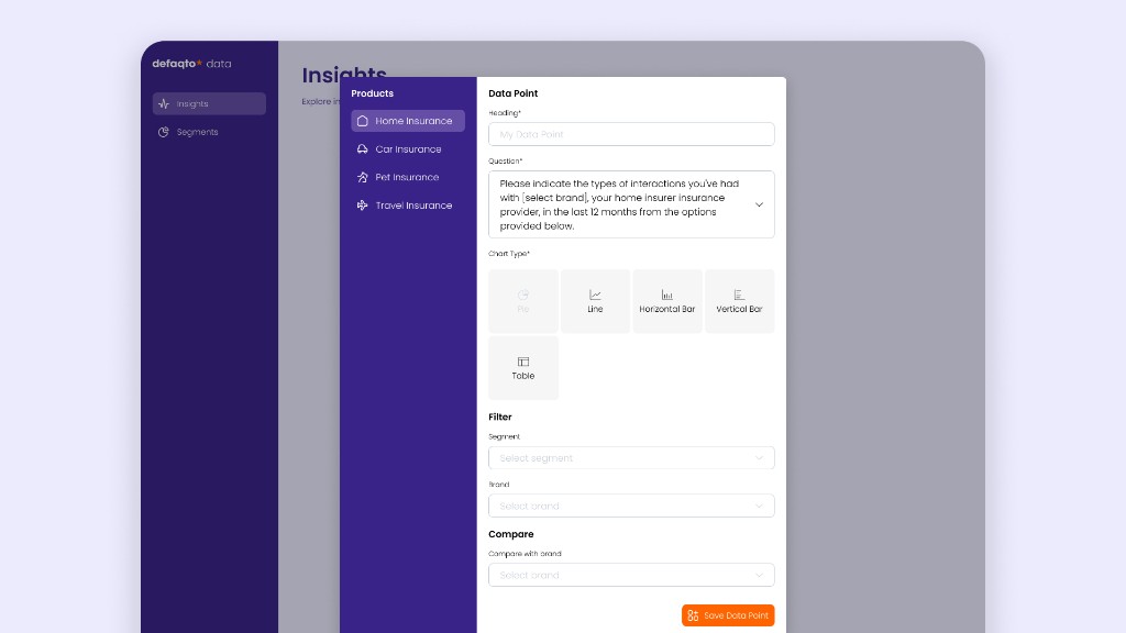 Defaqto — data point configuration