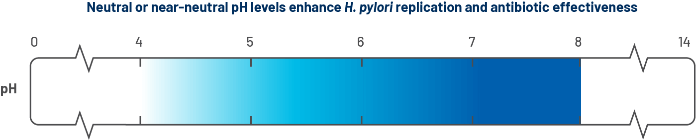 pH bar chart showing a range of levels that can impact antibiotic efficacy.