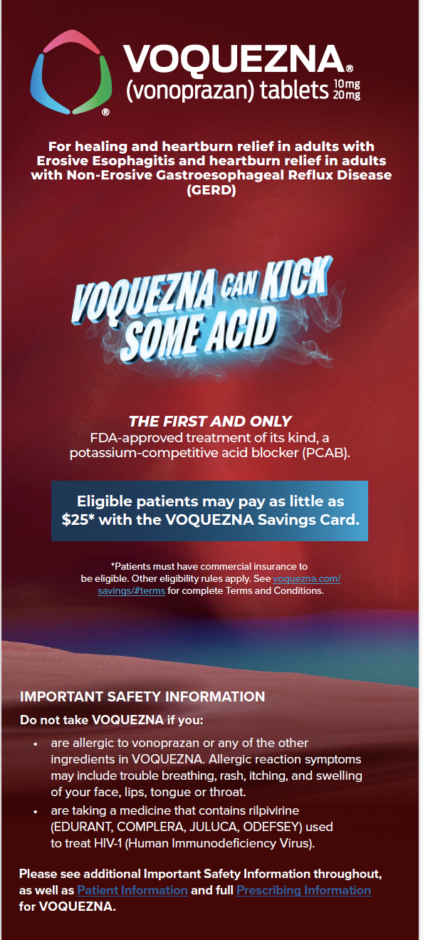Cover image of VOQUEZNA® (vonoprazan) patient brochure for Erosive GERD and Non-Erosive GERD