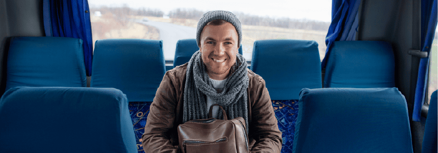 Man travelling in Bus