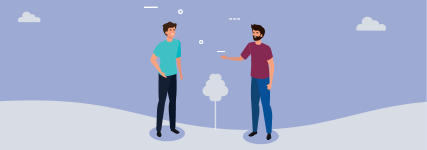 Two people talking to each other