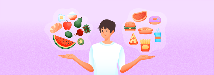 Person deciding which food to eat