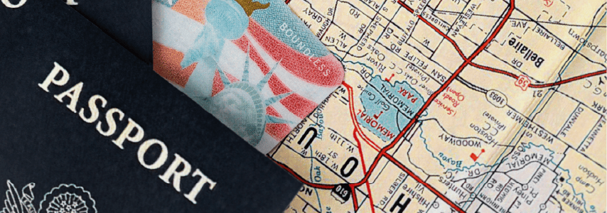 Passport with flight tickets, globe, and airplane model symbolizing Umrah travel planning and early booking