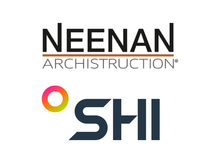 Logotipos comerciales de Neenan Archistruction y SHI International