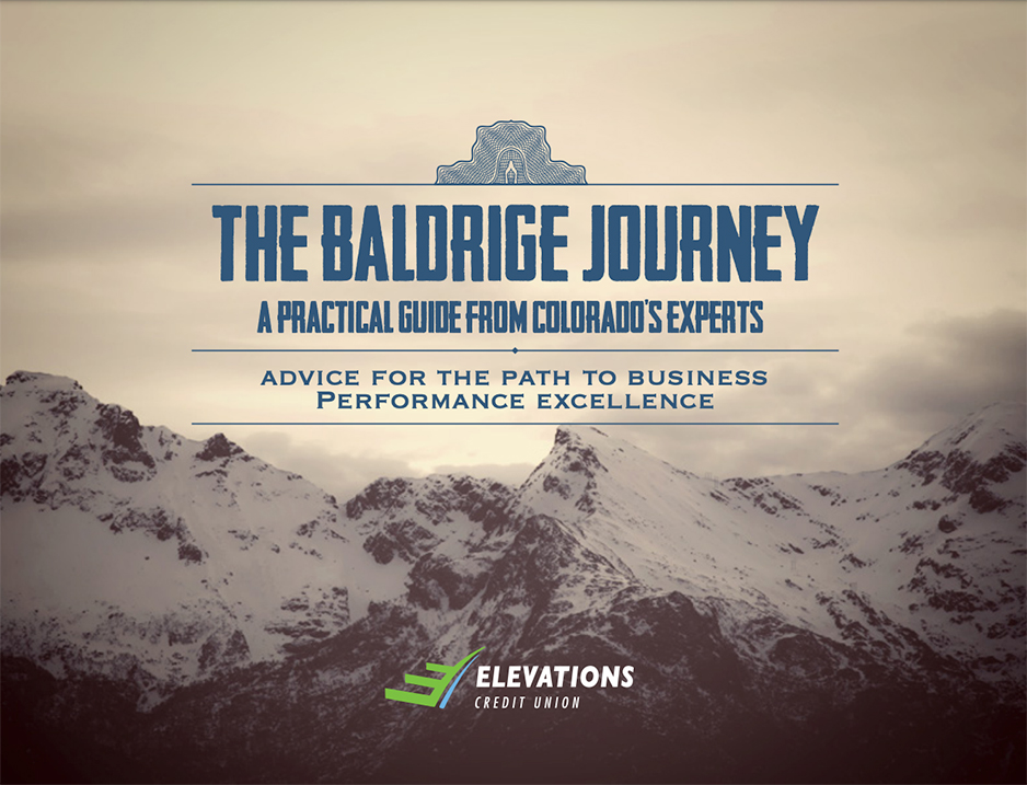 Cover image of the Baldrige Journey eBook with snow capped mountains in the backgroung