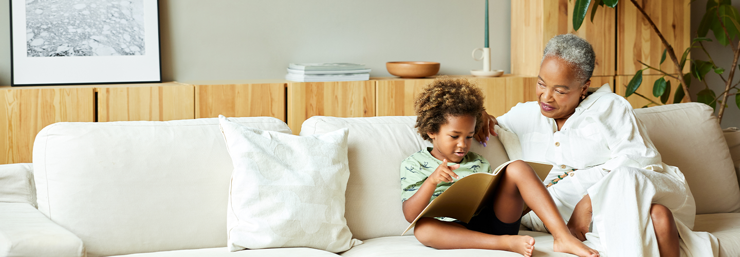 mother reading with her son