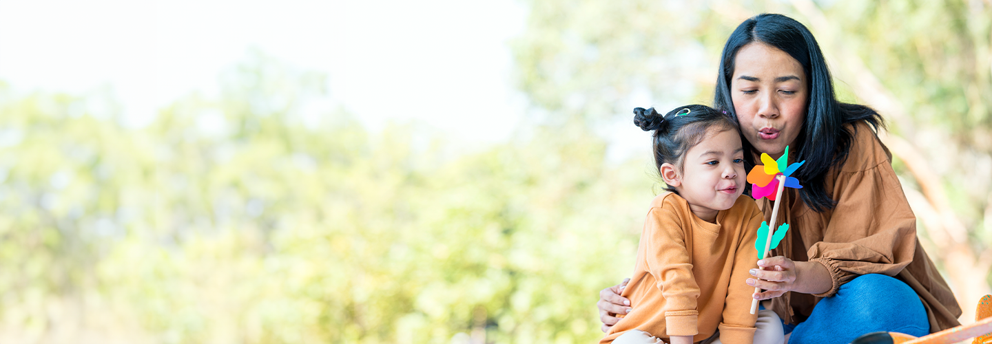 Mom and daughter playing