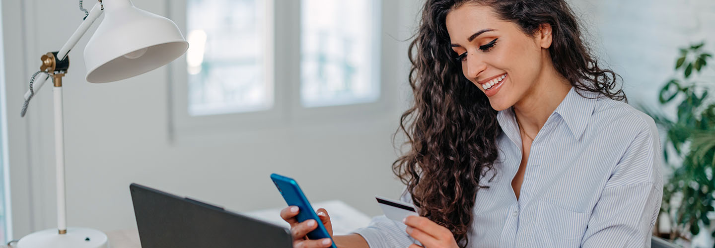 Woman making online payment