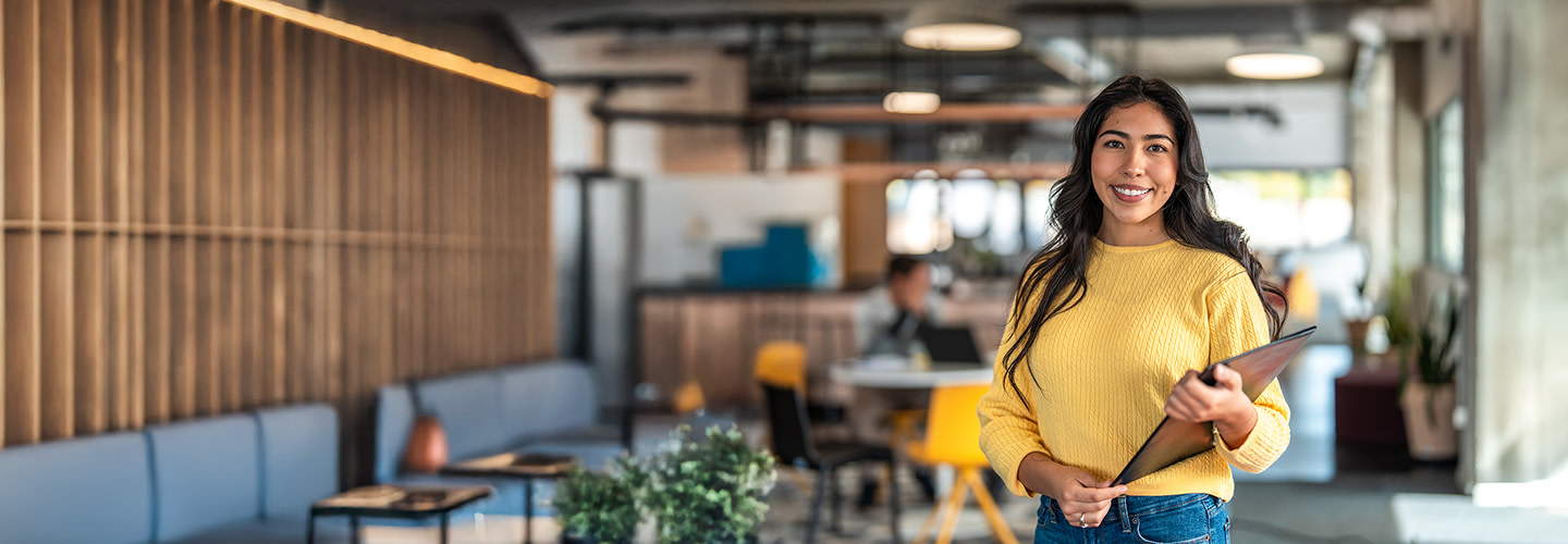 Coworker collaborating in an office space